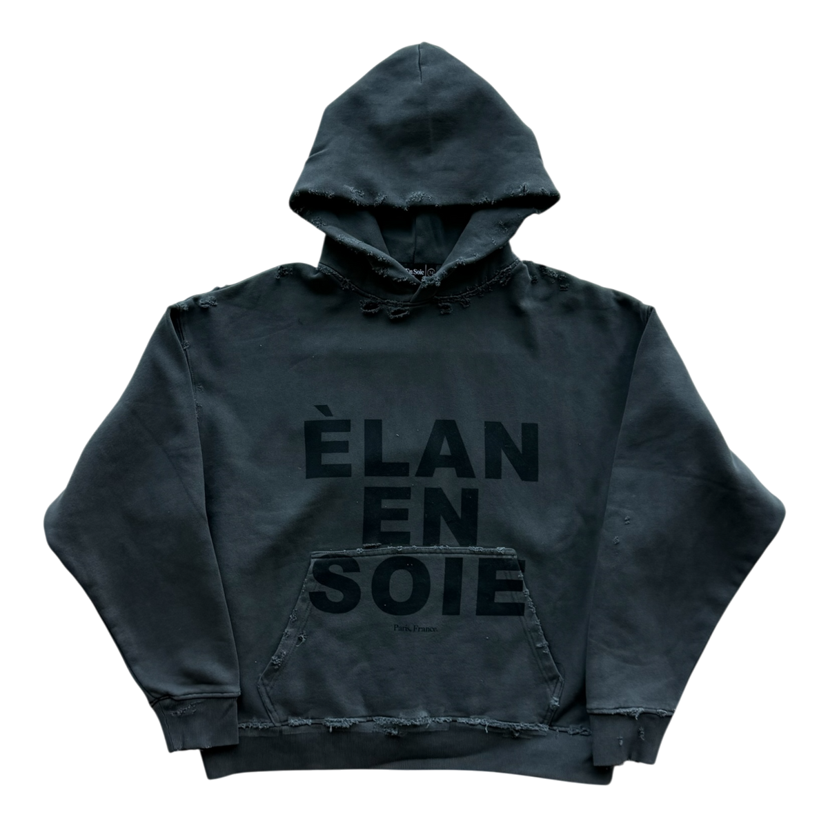 Logo Distressed Hoodie Black