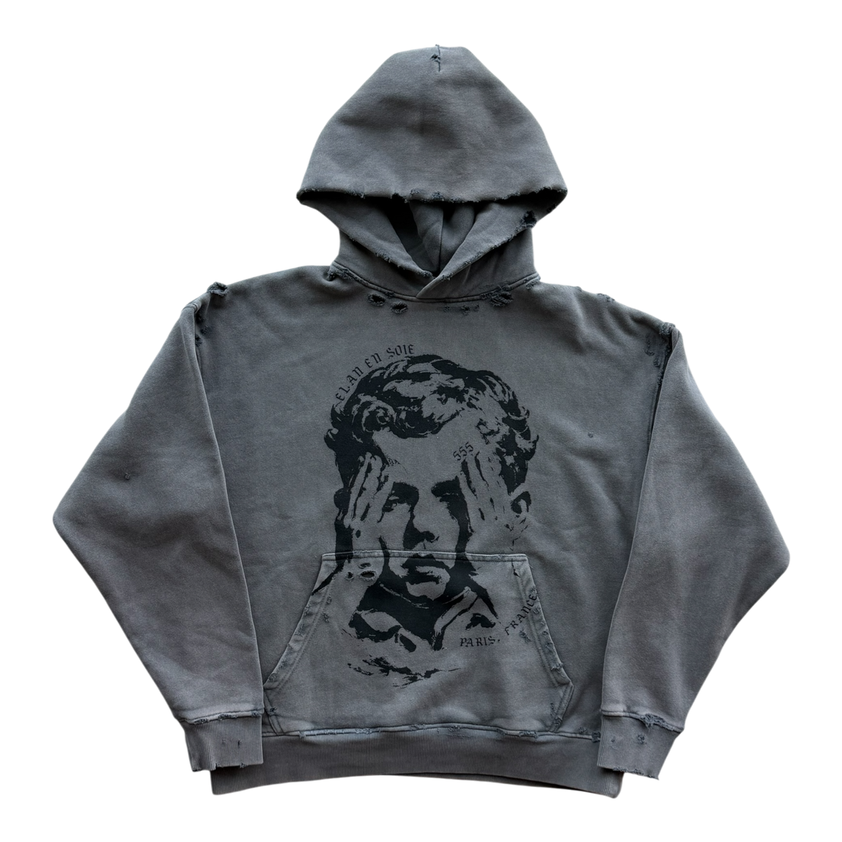 Baby Saint Distressed Hoodie Gray