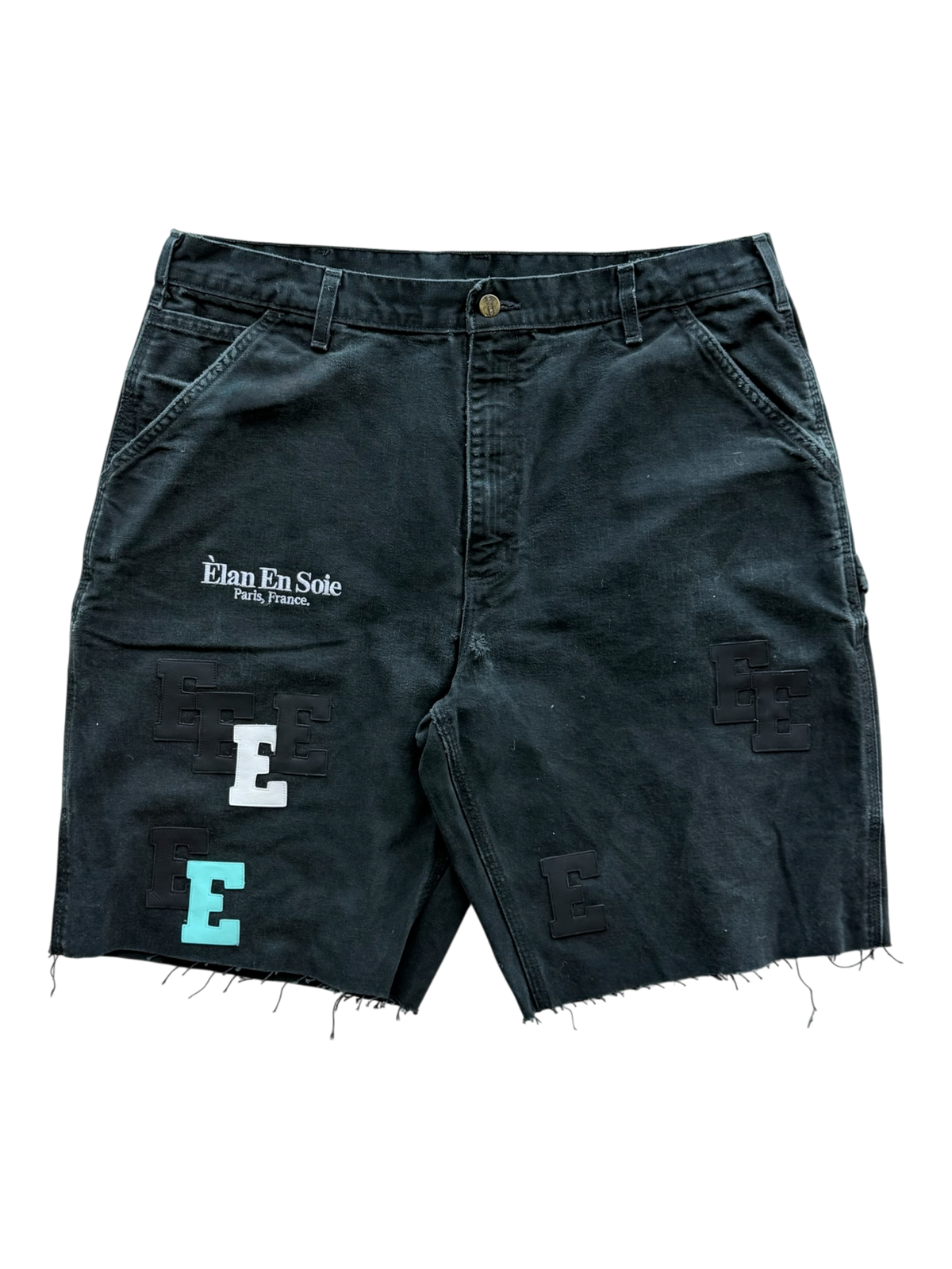 Multi Patch Black Carpenter Shorts
