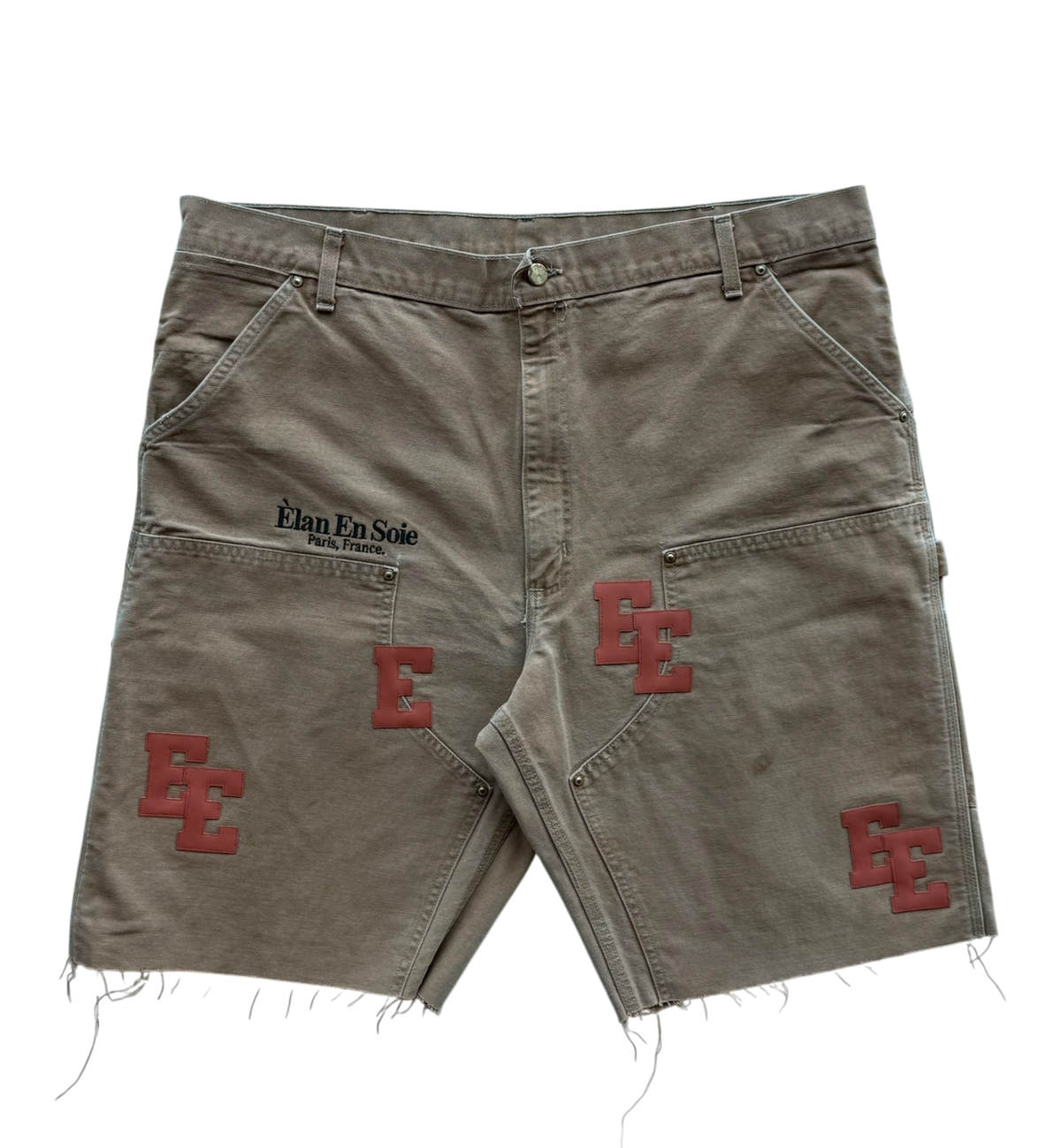 Orange Patch Tan Carpenter Shorts