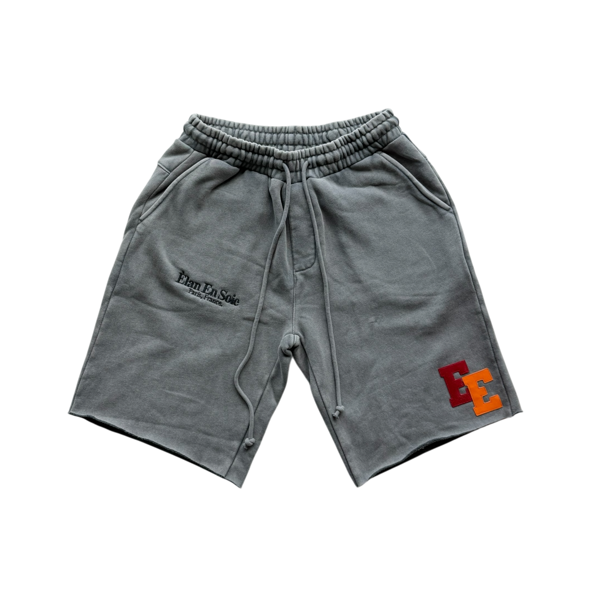 Red & Orange Patch Grey Shorts