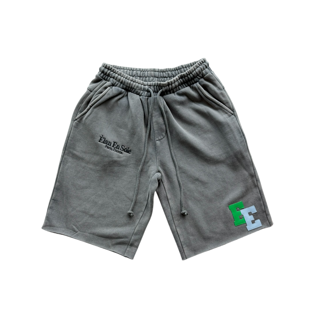 Green & Blue Patch Grey Short