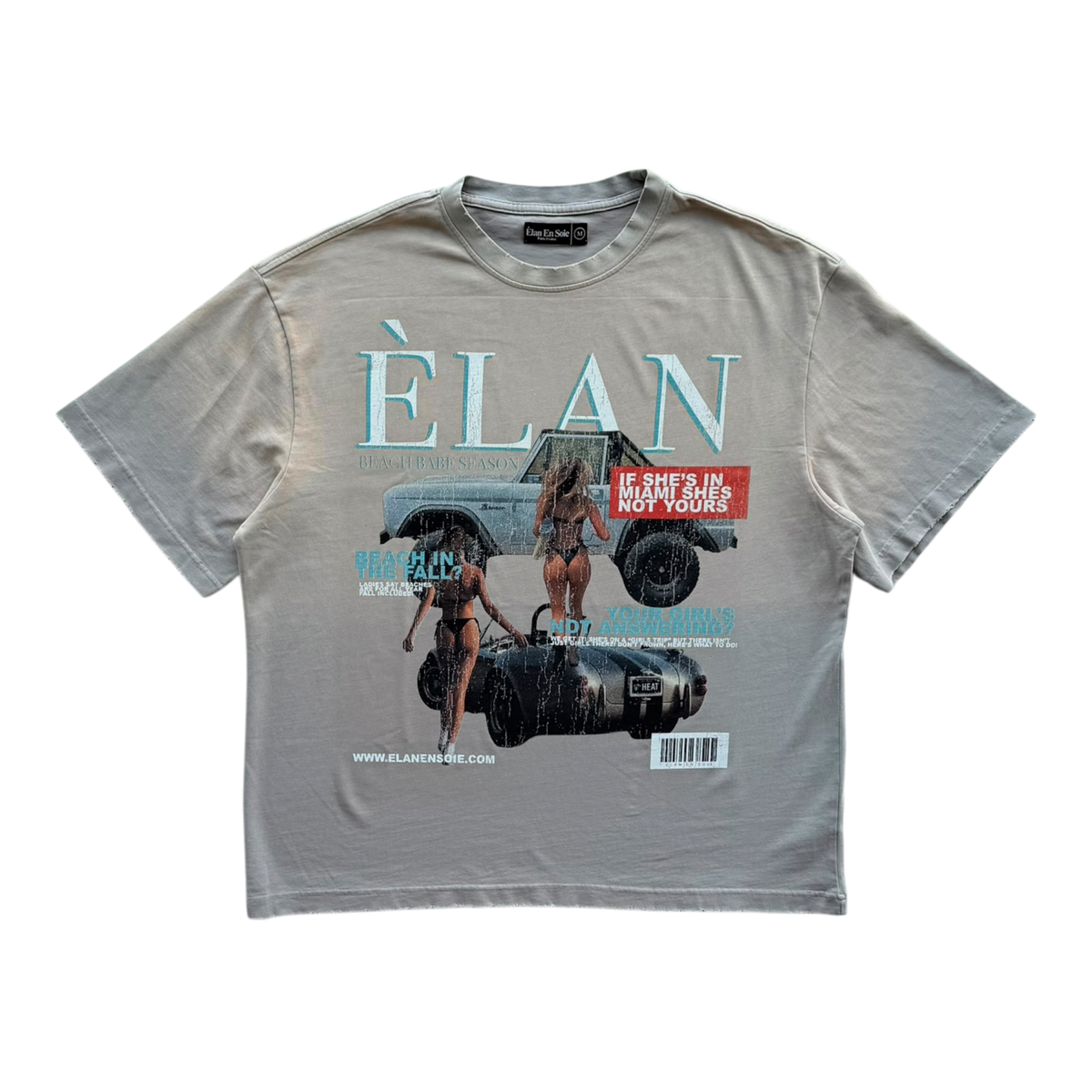 Magazine Cover Distressed Tee Tan