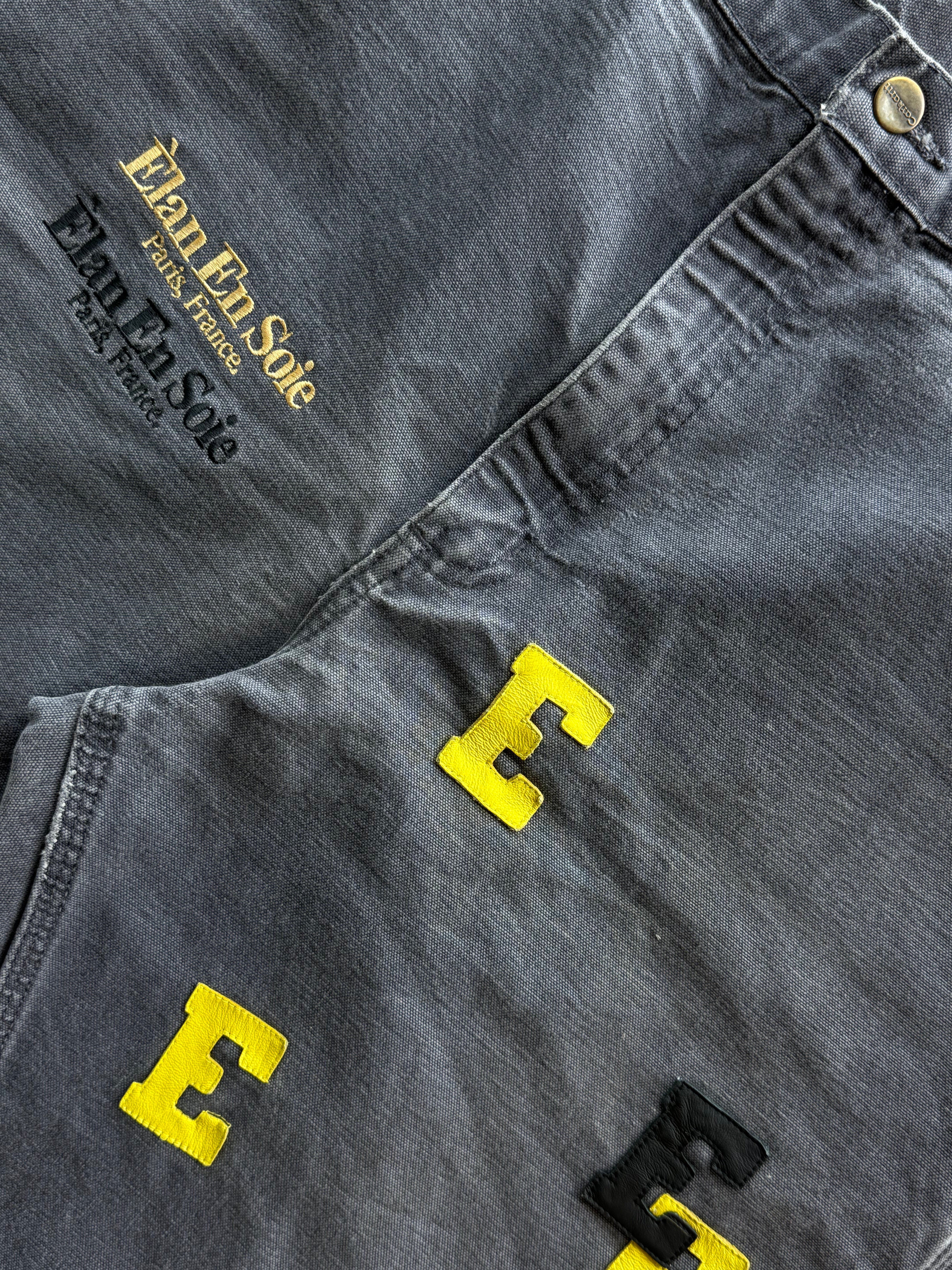 Black and Yellow Patch Washed Grey Carpenter Short