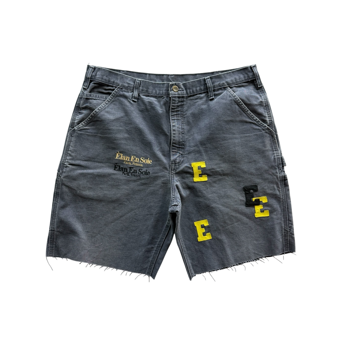 Black and Yellow Patch Washed Grey Carpenter Short
