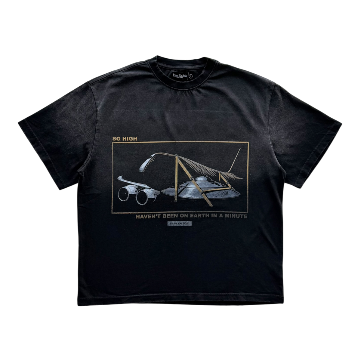 Haven't Been On Earth Distressed Tee Black