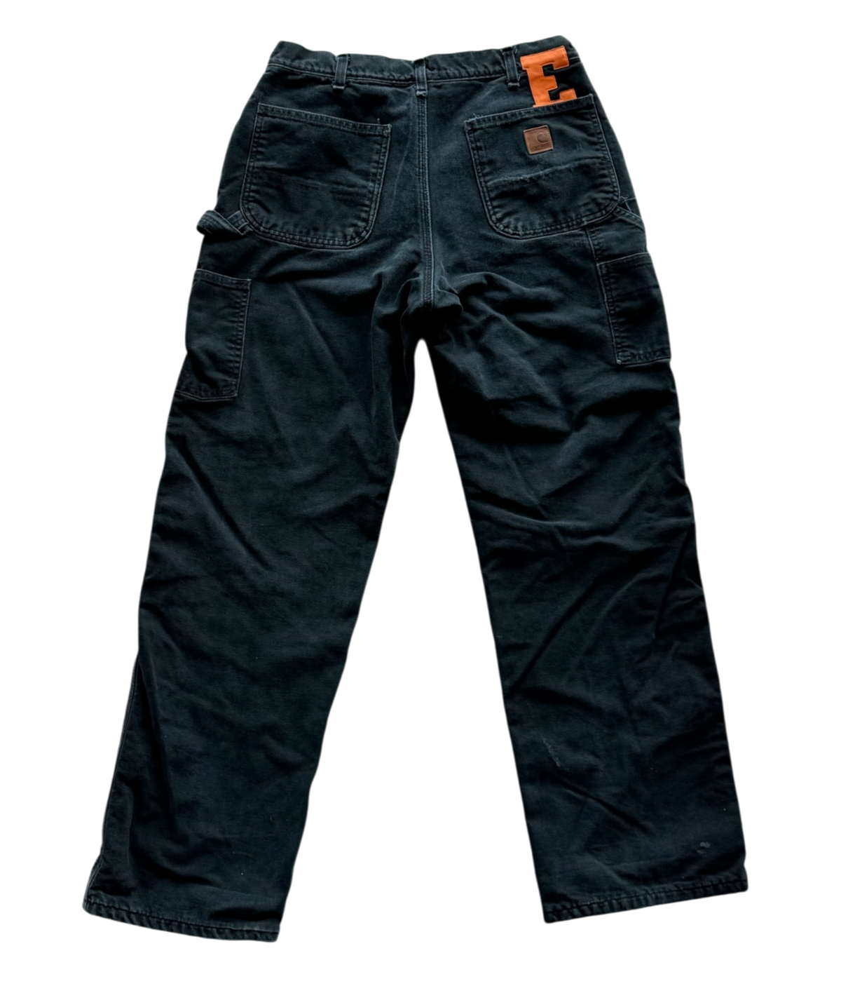 Orange & Red Patch Black Carpenter Pants