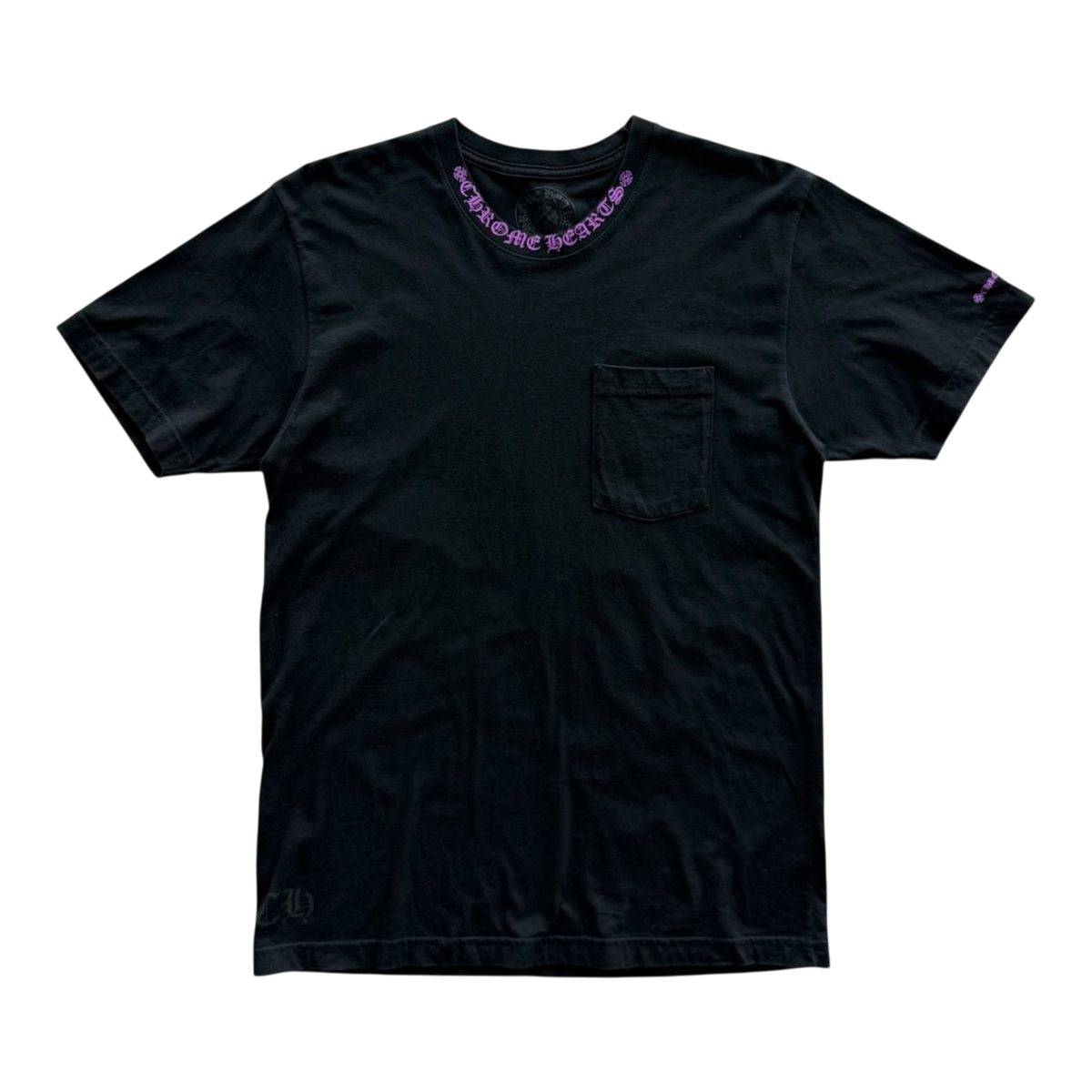 Pink Pocket Neck Logo Short Sleeve Tee