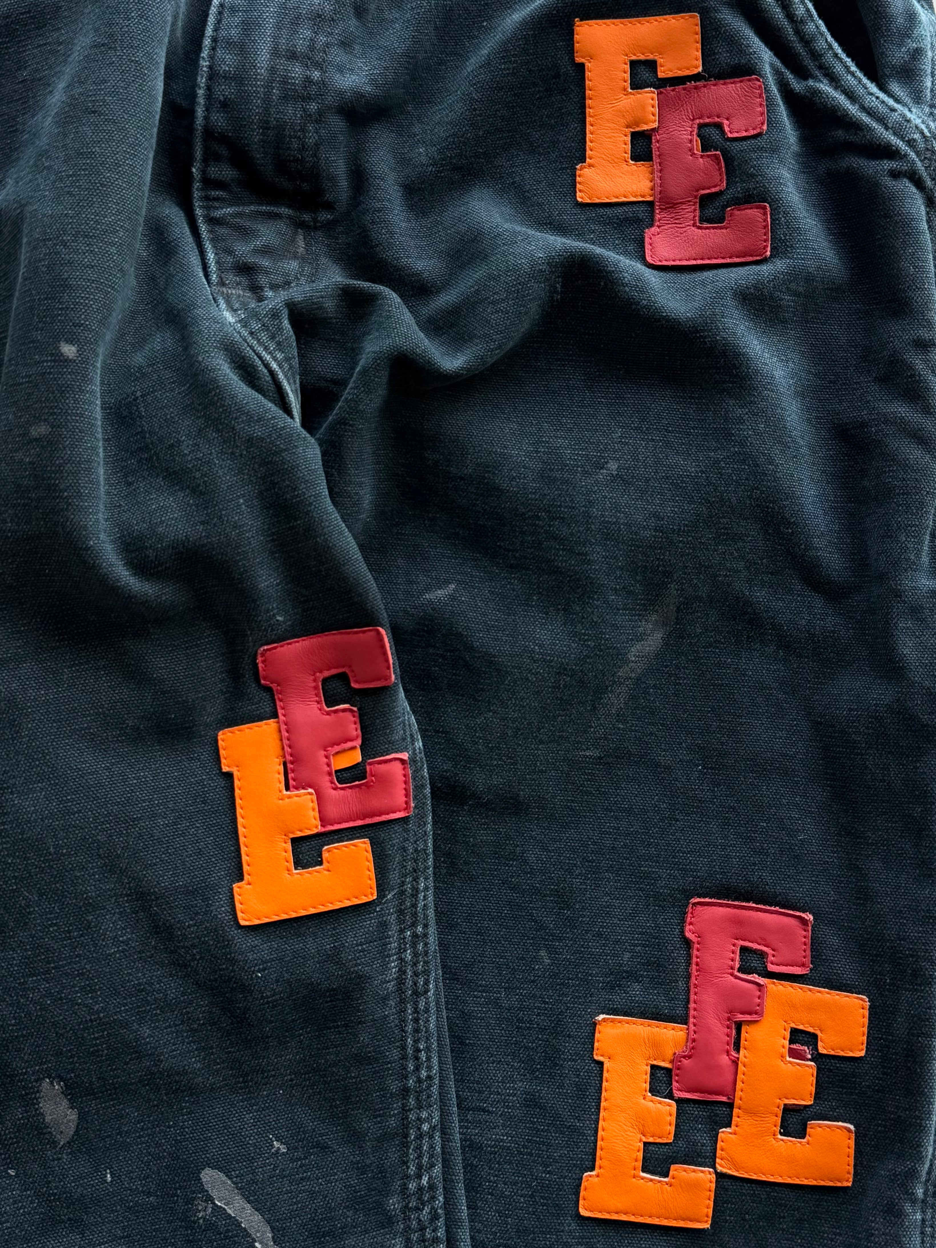 Orange & Red Patch Black Carpenter Pants