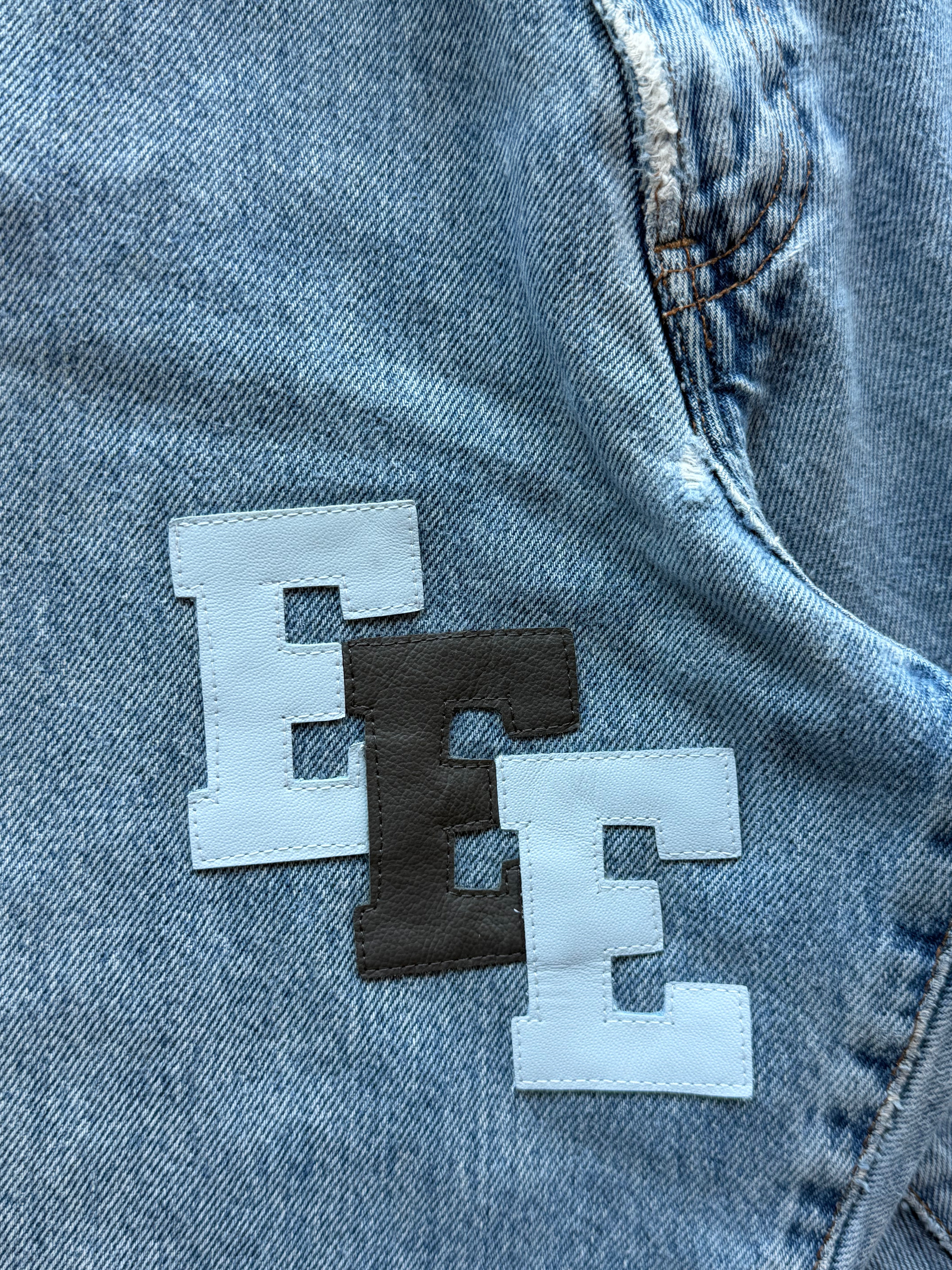 Blue & Faded Black Patch Indigo Jean
