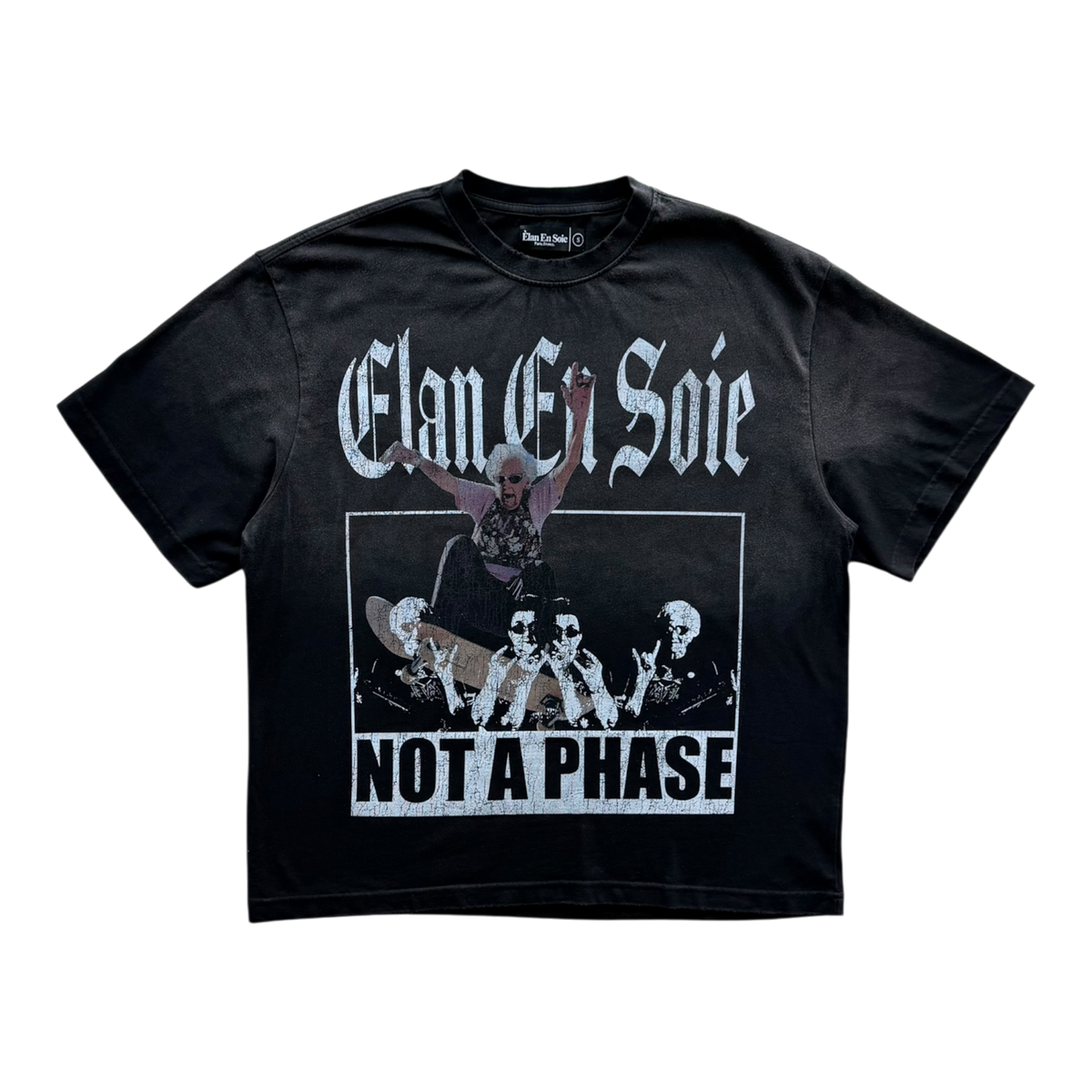 Not A Phase Distressed Tee Black