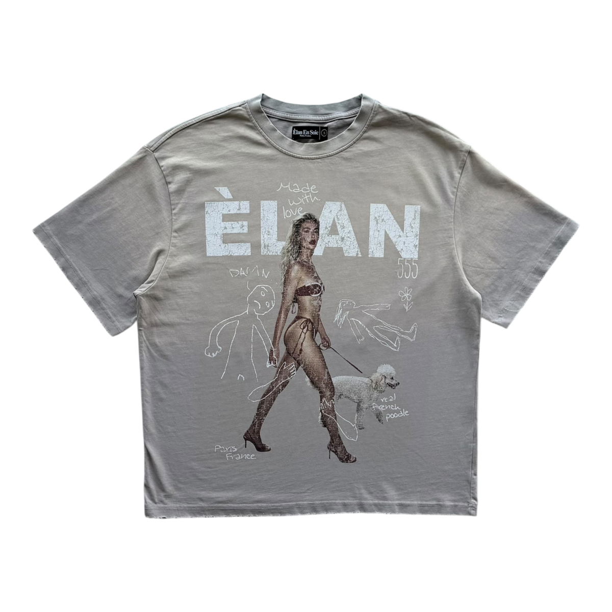 Poodle Distressed Tee Tan