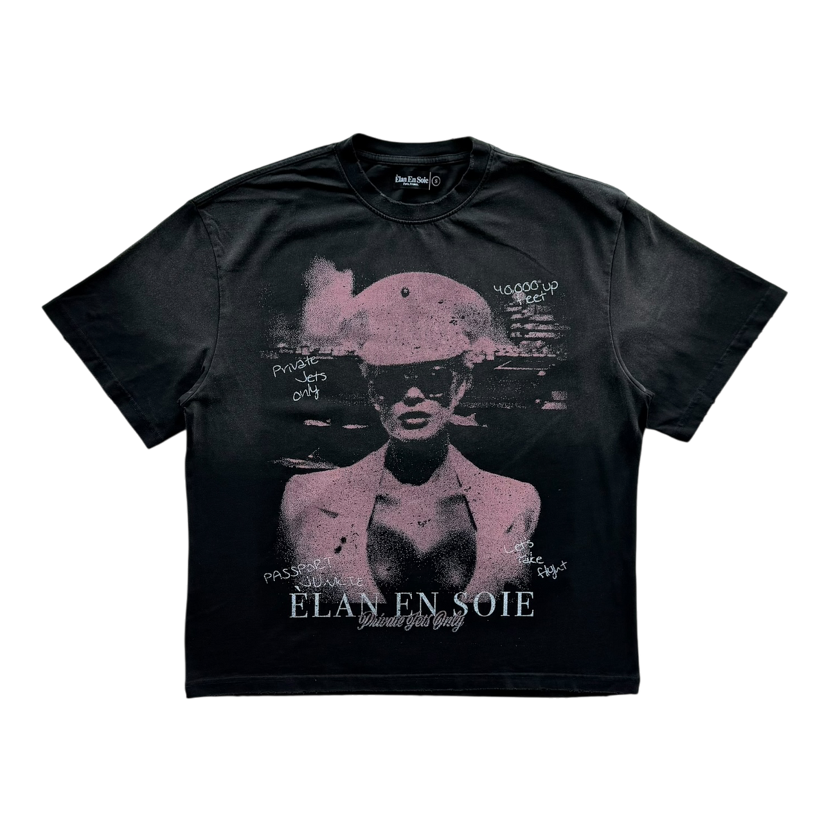 Private Jets Only Distressed Tee Black