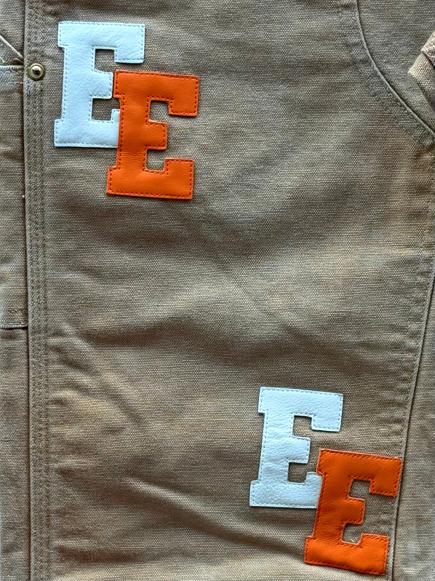 Orange & White Patch Tan Carpenter Double Knee Pants