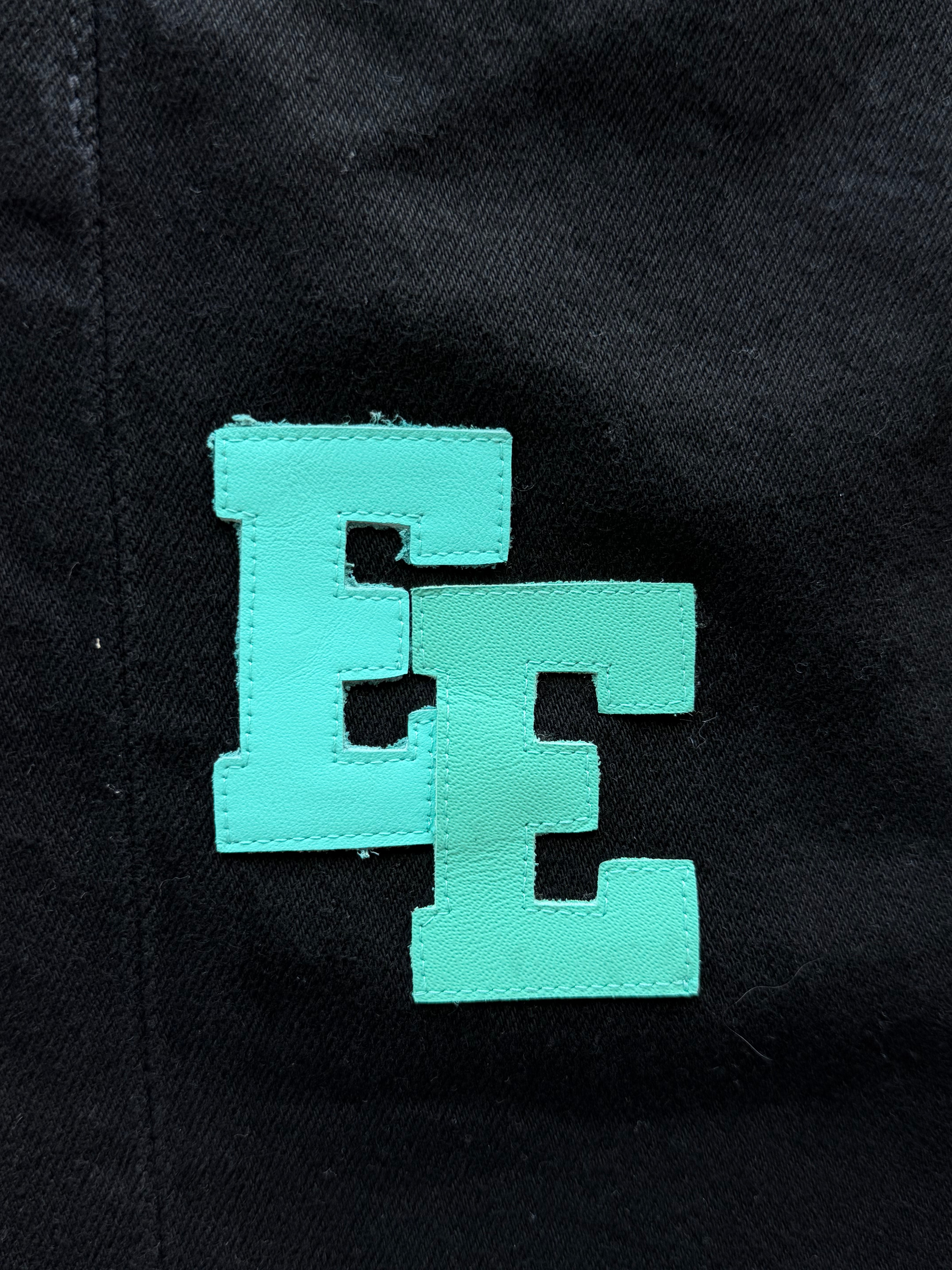 Teal Patch Black Flare Jean