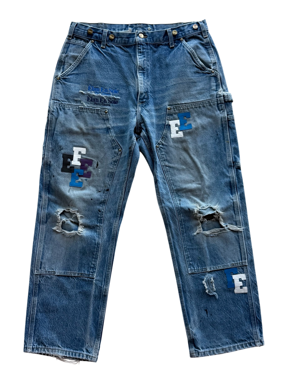 Multi Color Patch Denim Carpenter Double Knee Pants