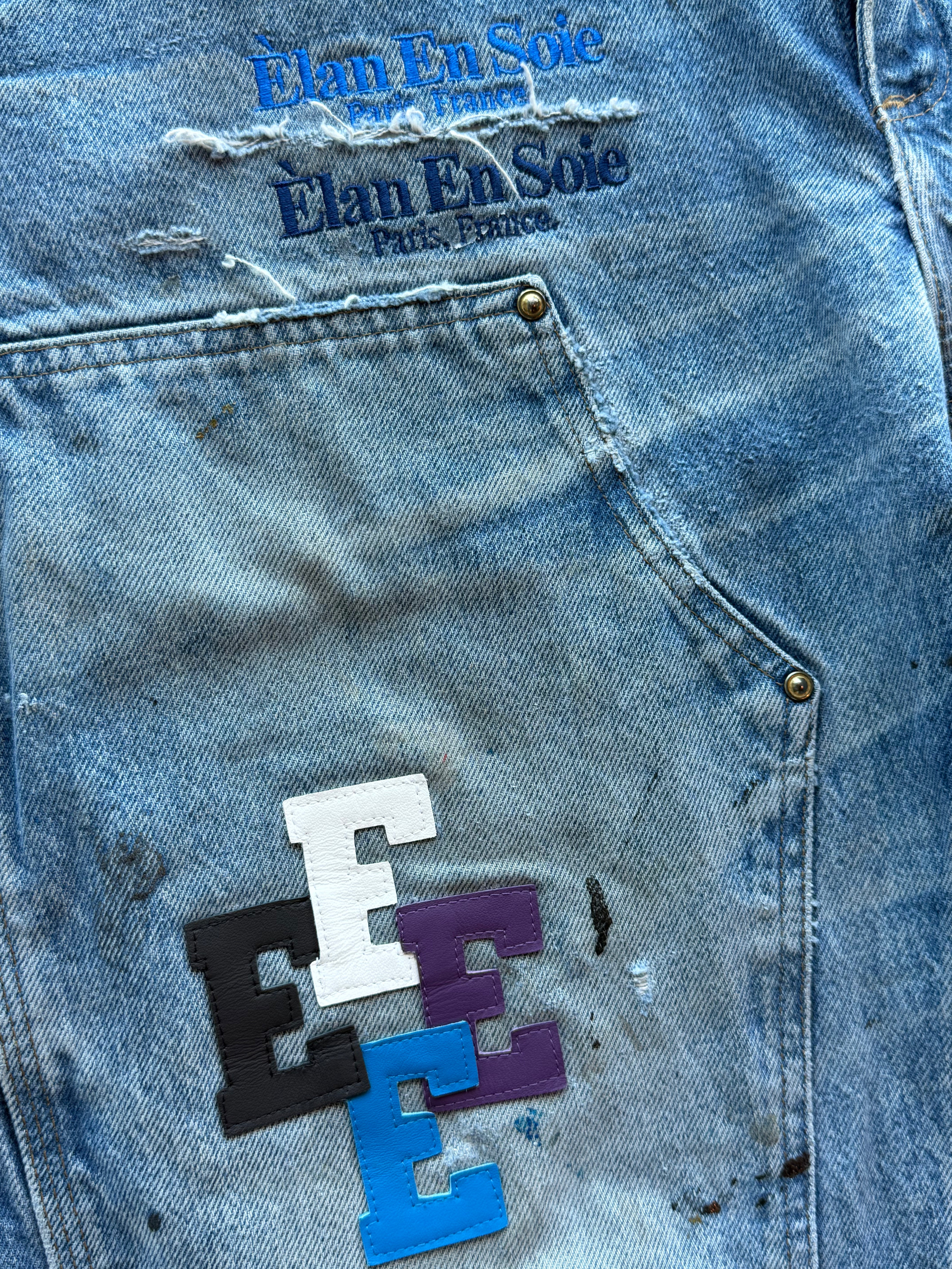 Multi Color Patch Denim Carpenter Double Knee Pants