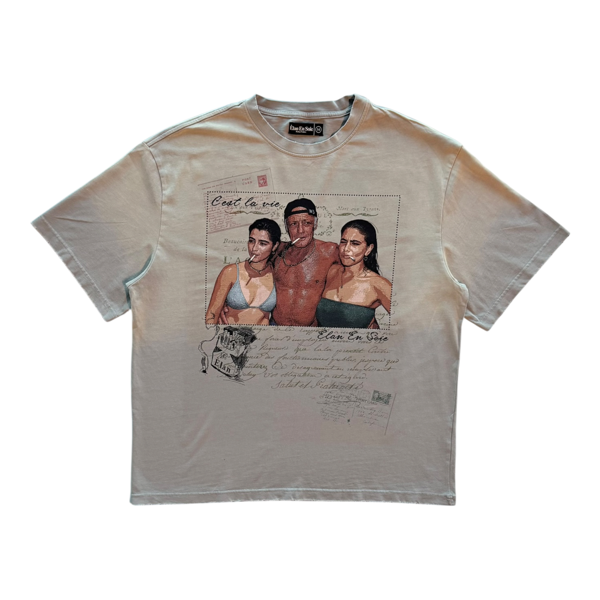 Tutto Bien Distressed Tee Tan