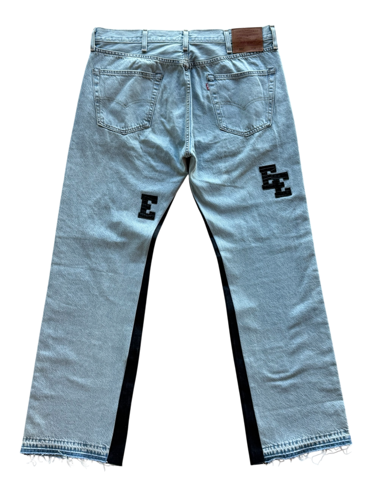 Black Croc Patch Flare Light Wash Indigo Jean