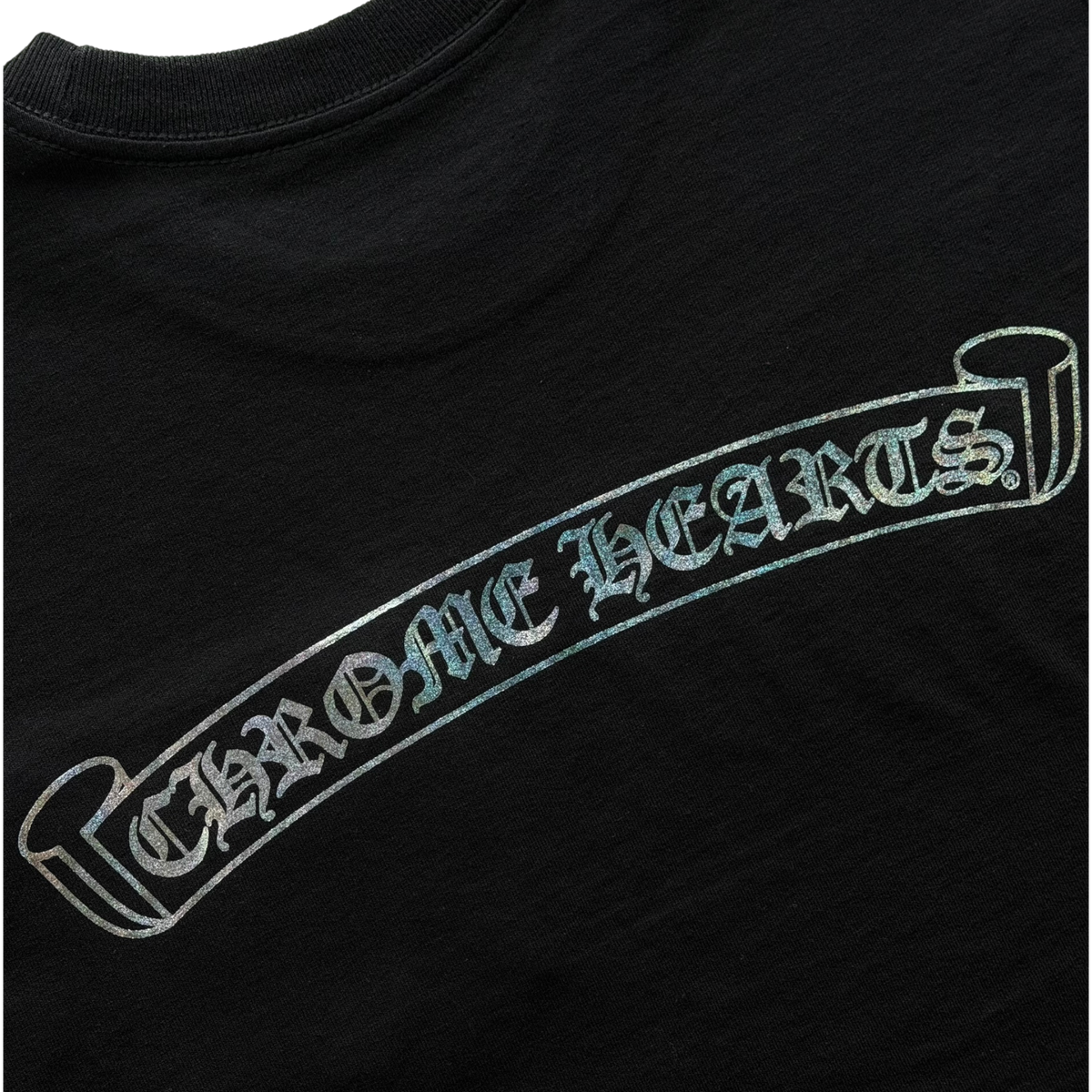 Rainbow Foil Scroll Logo Tee Black