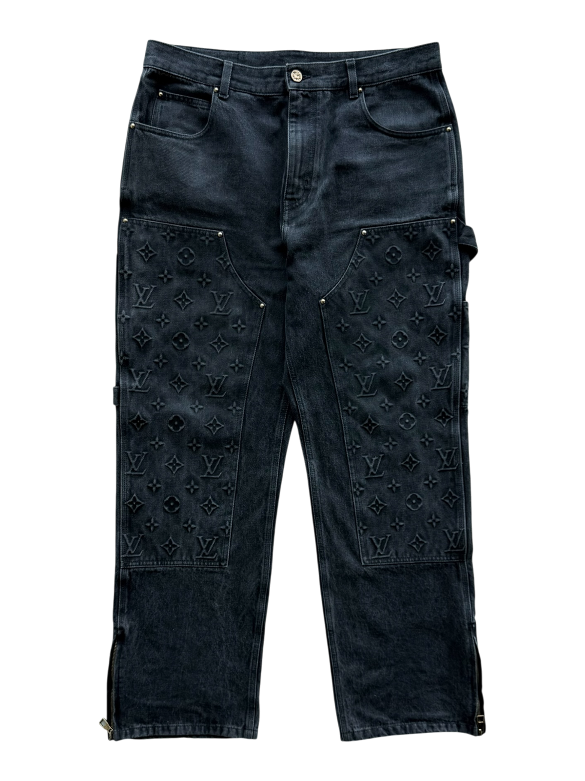 Denim Monogram Carpenter Pants Black