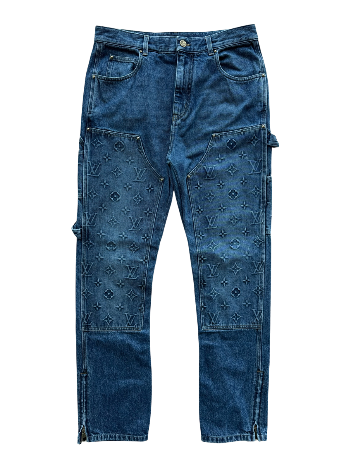 Denim Monogram Carpenter Pants Blue