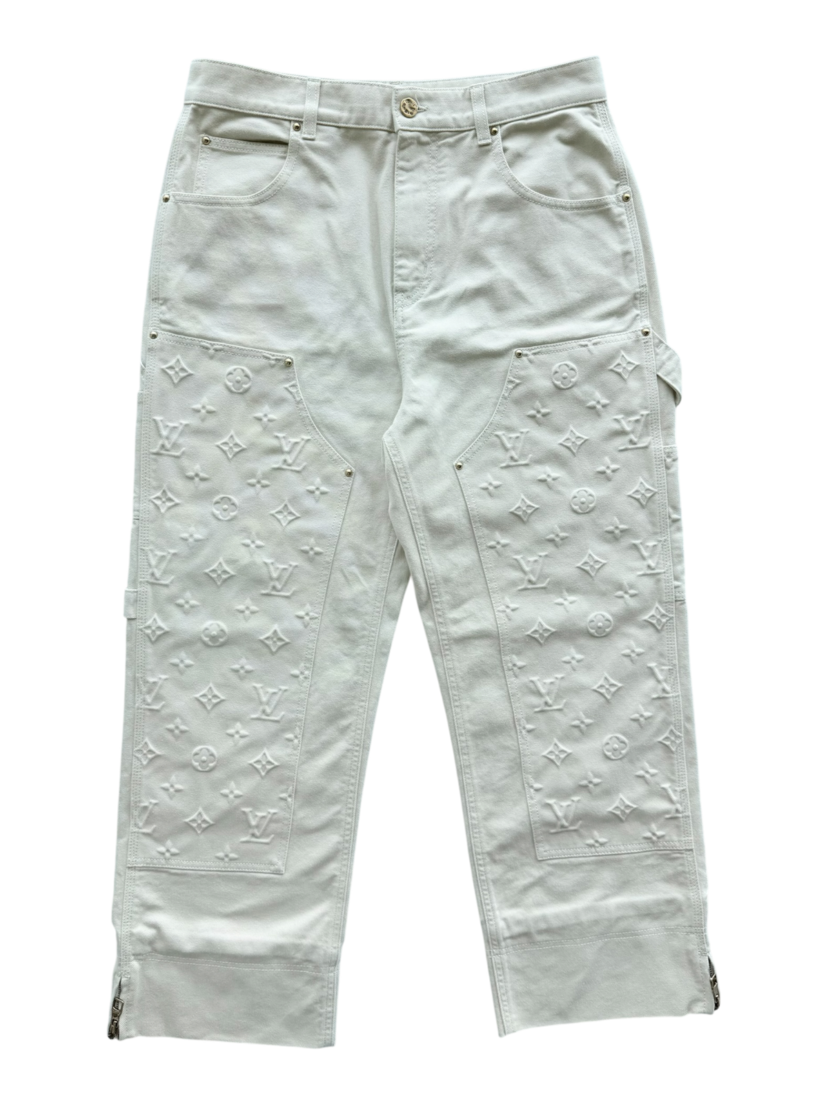Denim Monogram Carpenter Pants Cream