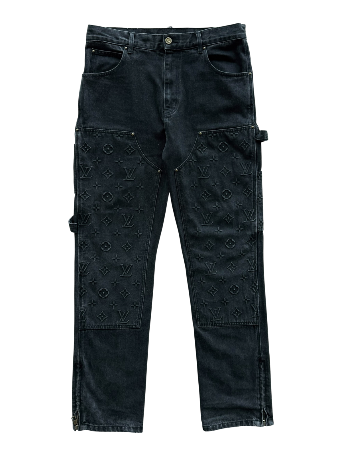Denim Monogram Carpenter Pants Black