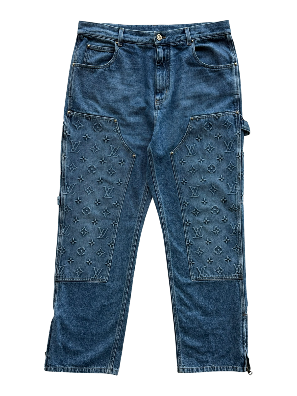 Denim Monogram Carpenter Pants Blue