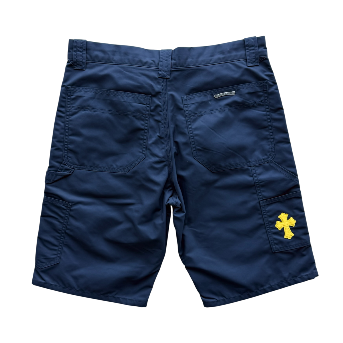 Navy Nylon & Leather Carpenter Shorts