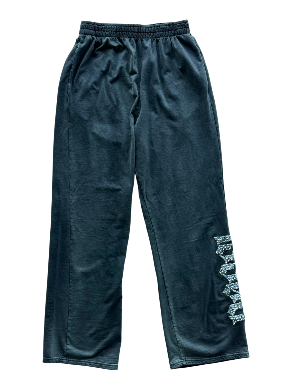 Green Vintage Washed Rhinestone Sweatpants