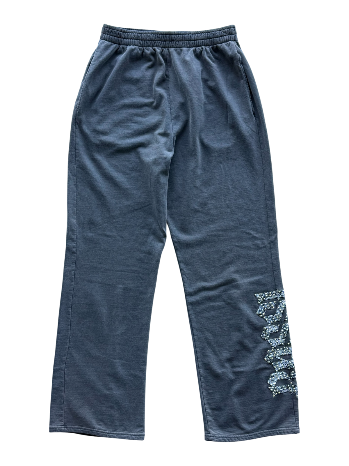 Grey Logo Vintage Washed Rhinestone Sweatpants