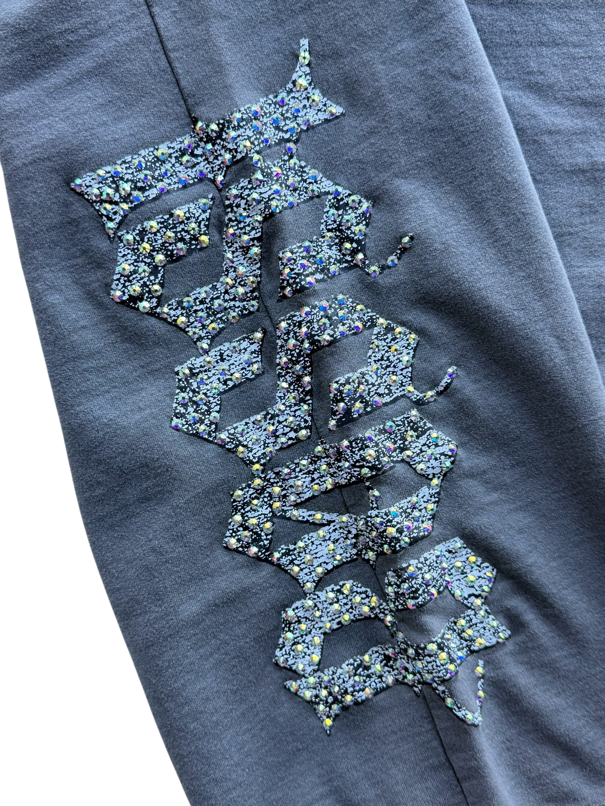 Grey Logo Vintage Washed Rhinestone Sweatpants