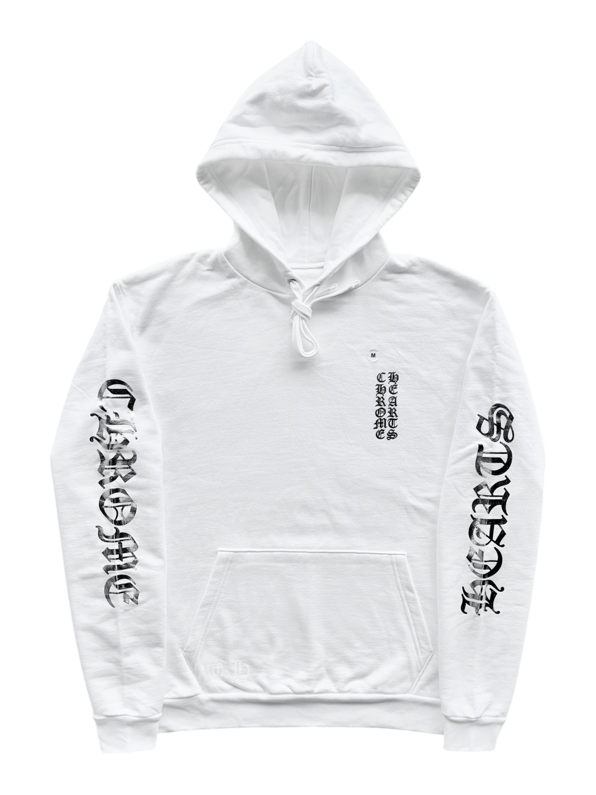 White Foil Vertical Logo Hoodie