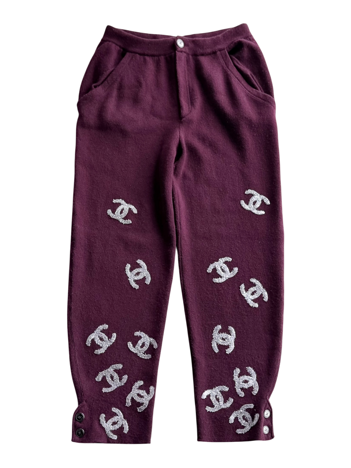 CC Logo Cashmere Sweatpants Burgundy