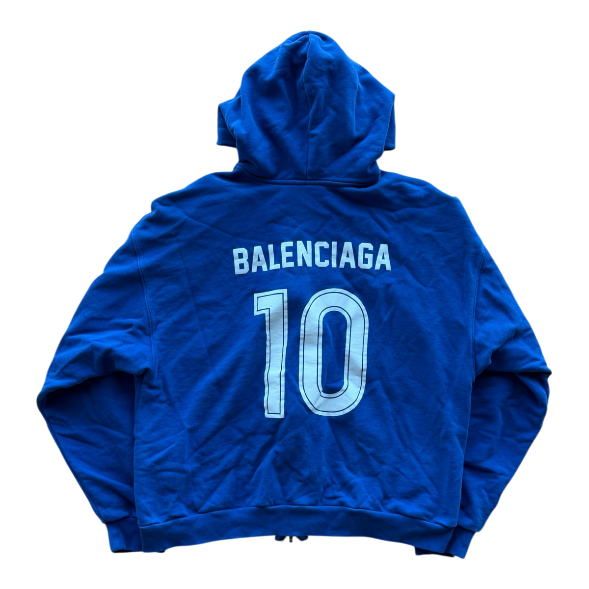 Balenciaga Paris Soccer Zip Up Hoodie Blue