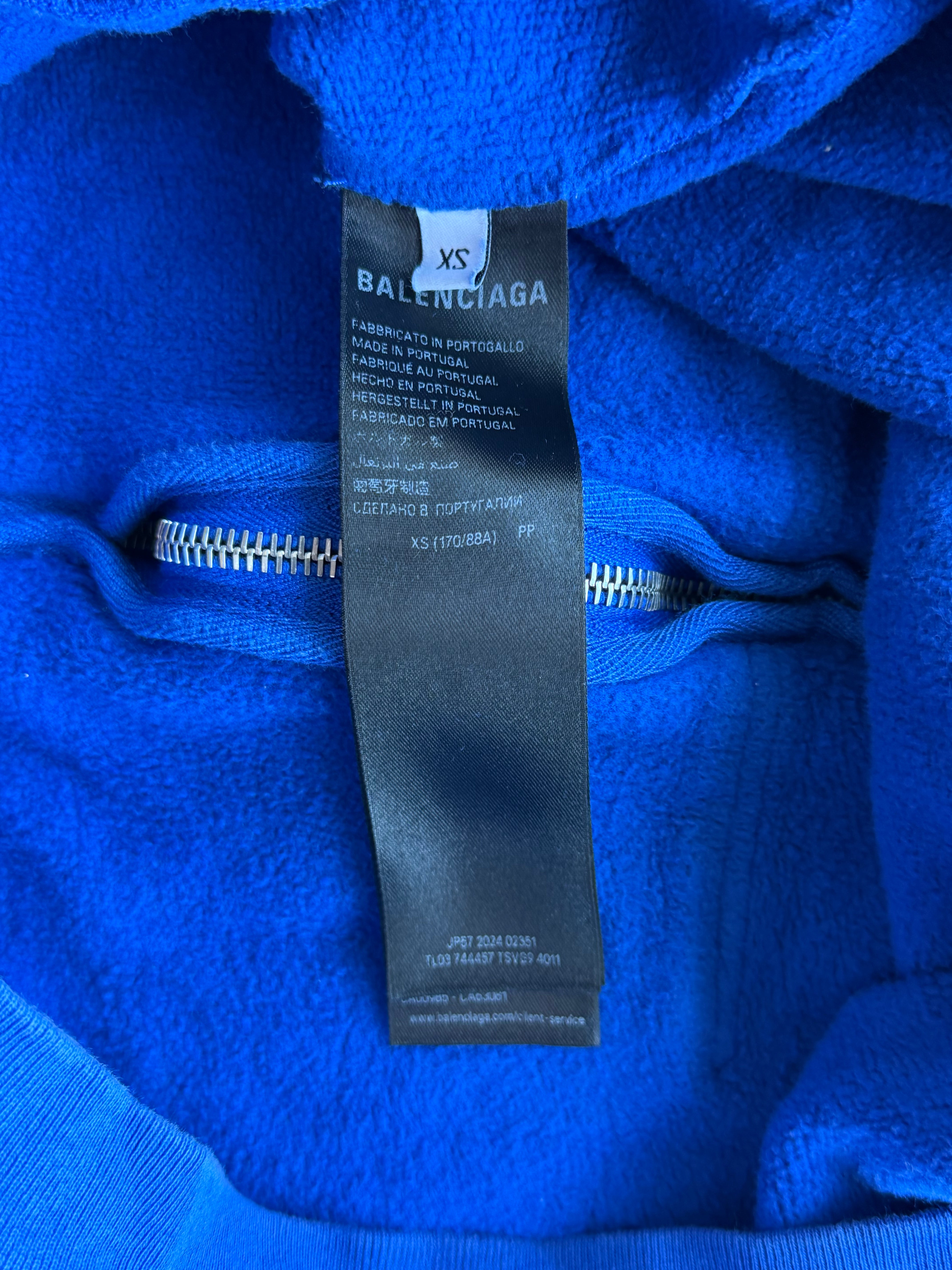 Balenciaga Paris Soccer Zip Up Hoodie Blue