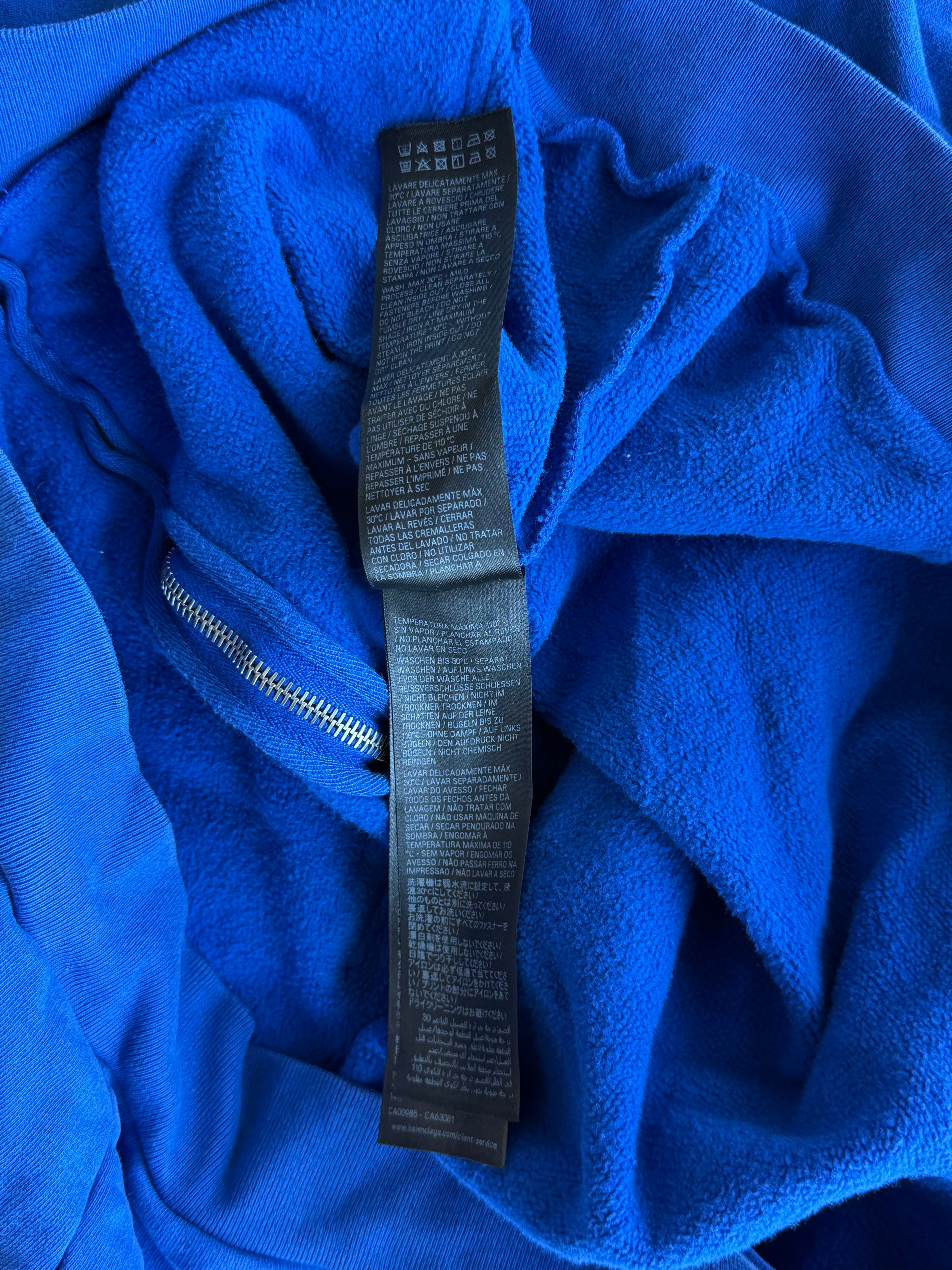 Balenciaga Paris Soccer Zip Up Hoodie Blue