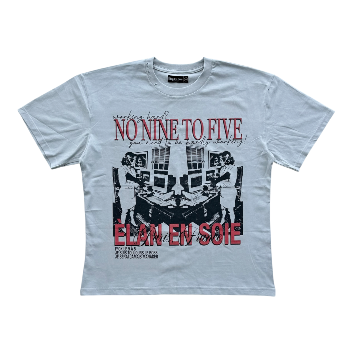 Nine to Five Distressed Tee Grey