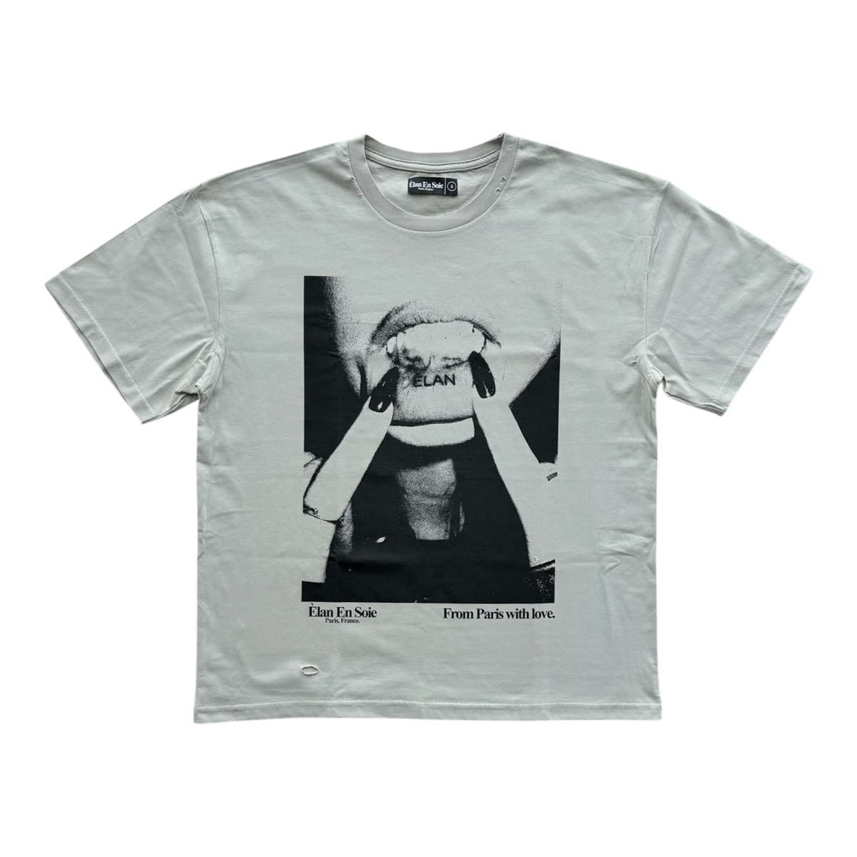 Lip Tattoo Distressed Tee Tan