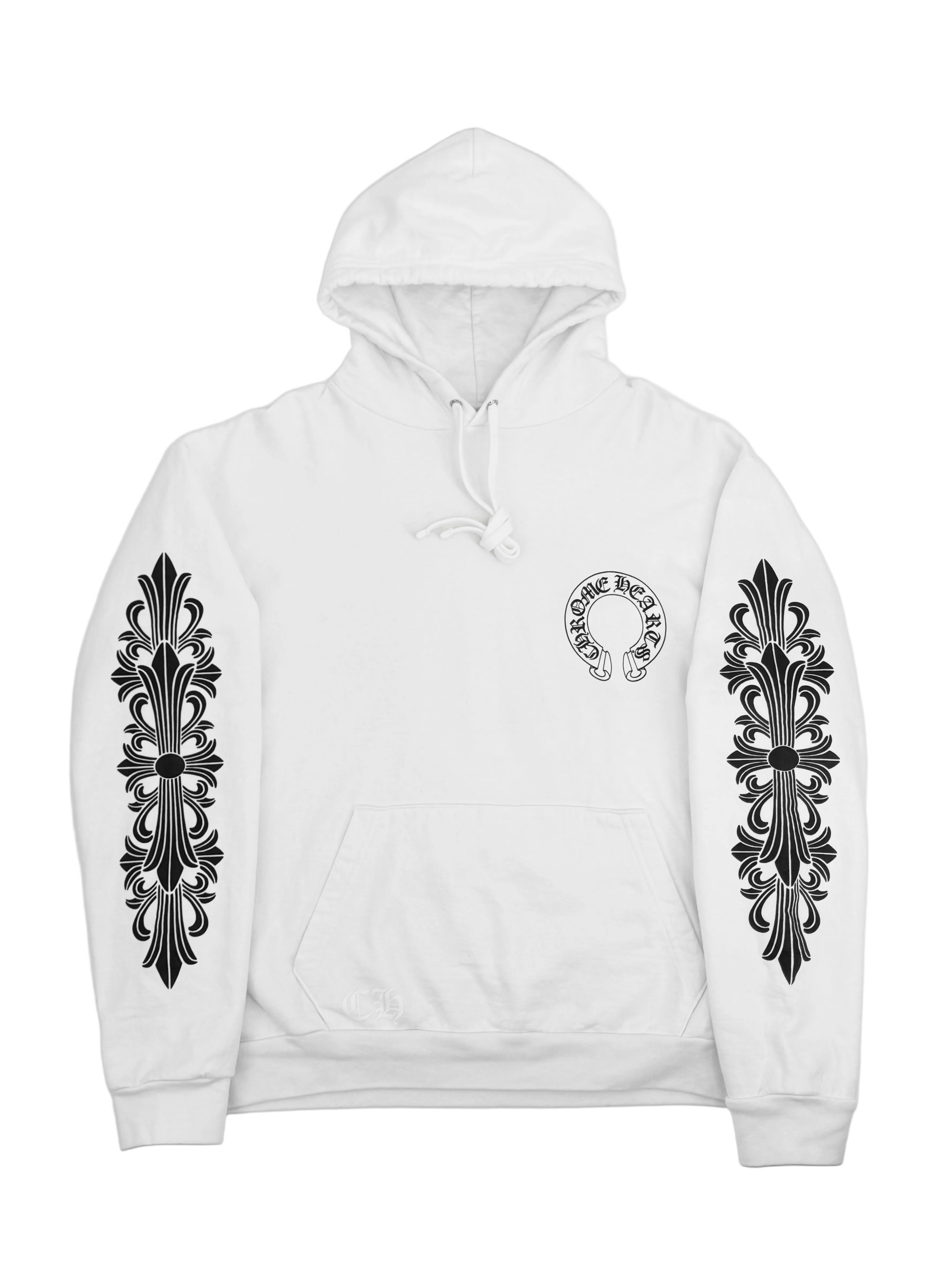 White Horseshoe Floral Pullover Hoodie