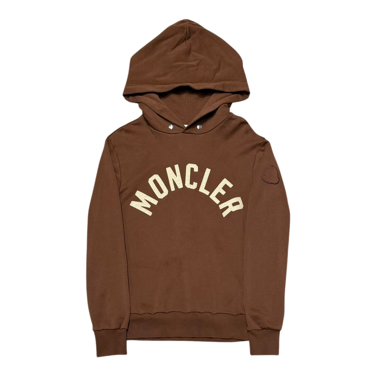 Moncler Logo Hooded Cotton Sweatshirt Brown