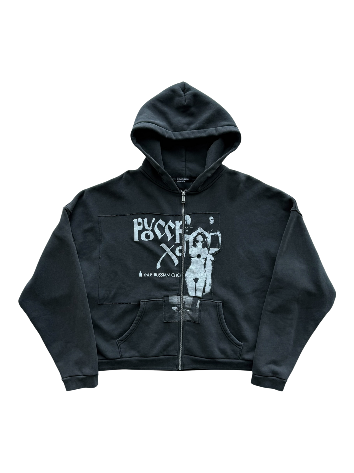 Russian Chorus Zip Hoodie Faded Black