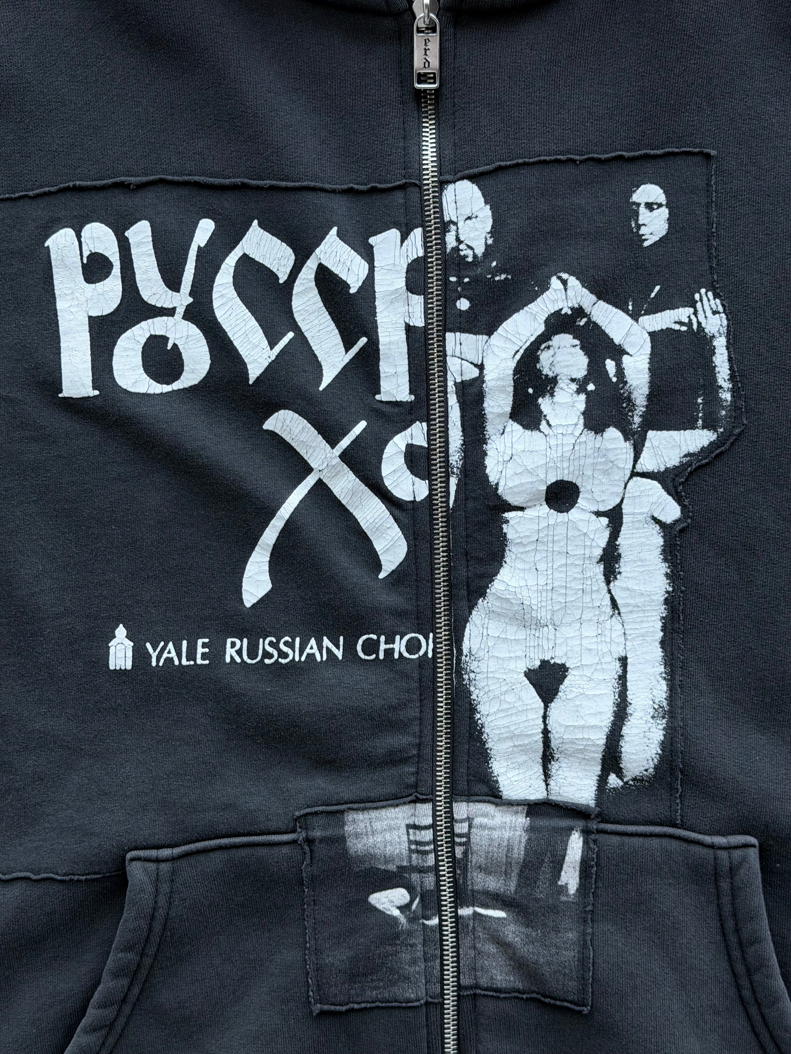 Russian Chorus Zip Hoodie Faded Black