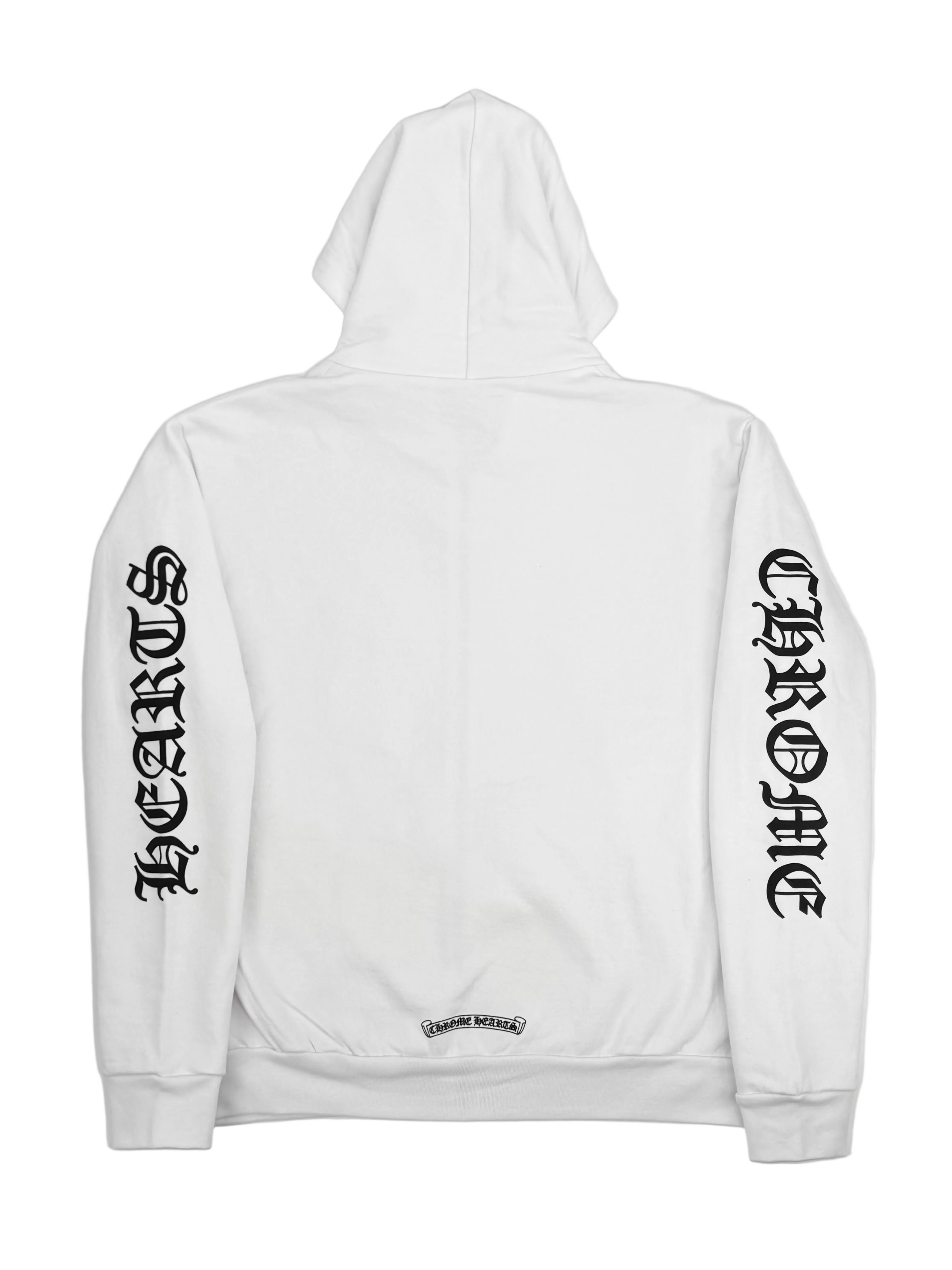 Vertical Logo White Zip-Up Hoodie