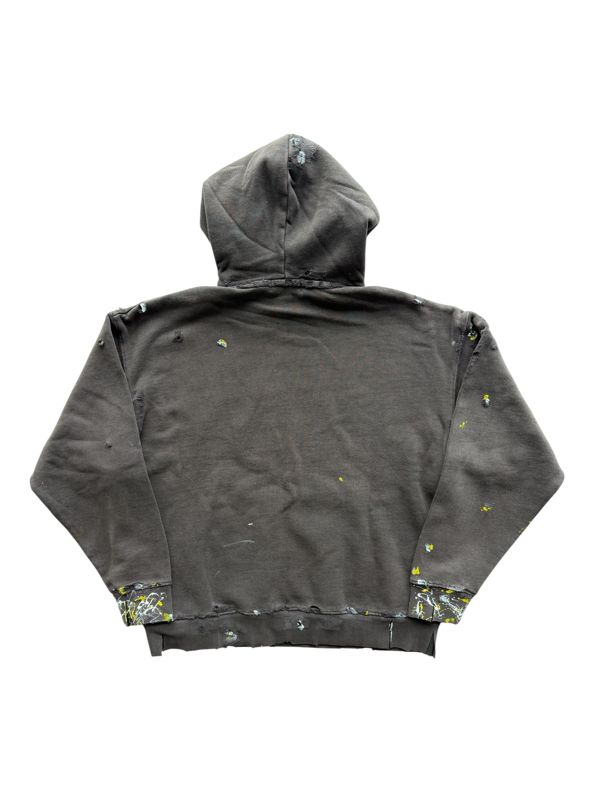 Psycho Distressed Paint Splatter Hoodie Brown
