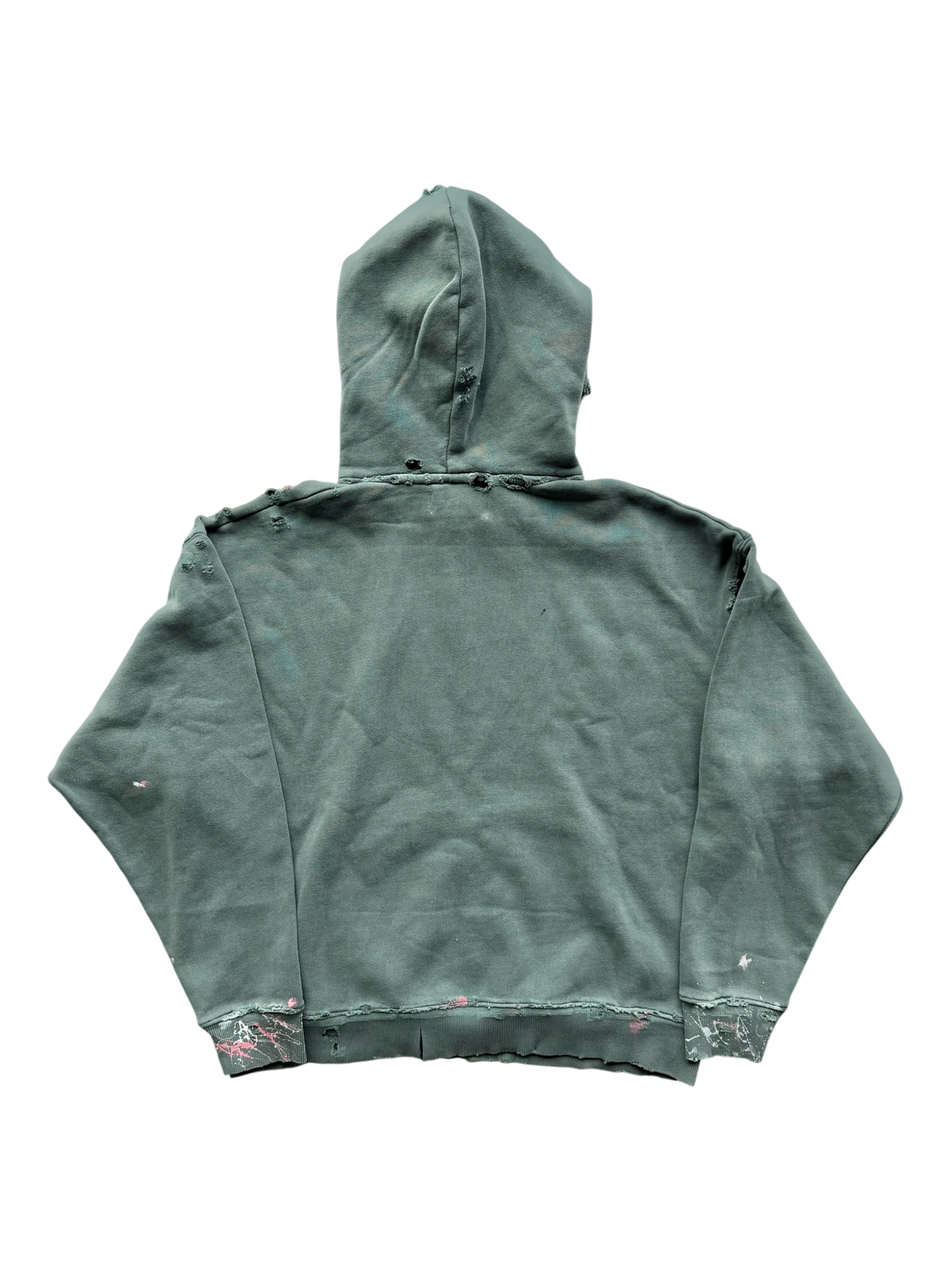 Varsity Bulldog Distressed Paint Splatter Hoodie Grey