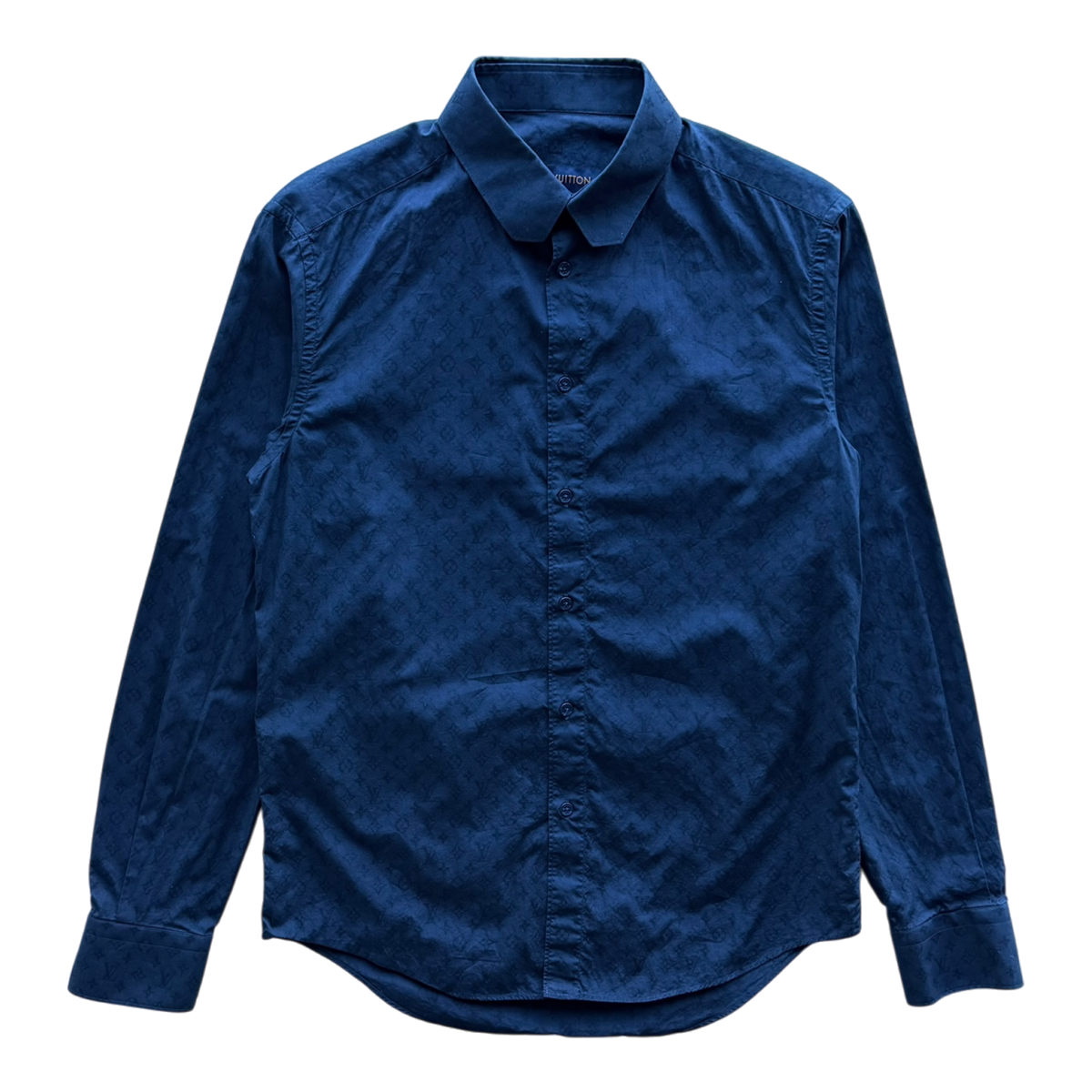Jacquard Monogram Button Up Shirt Navy