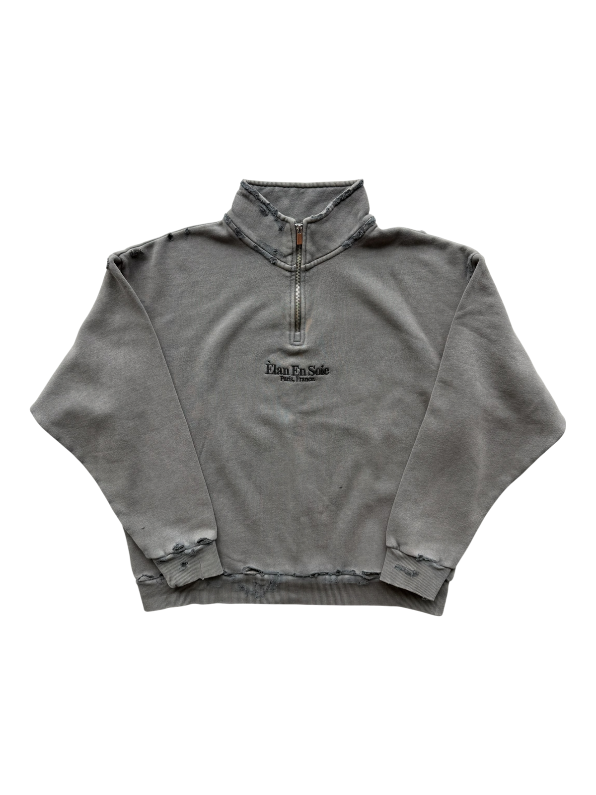 Story Eye Distressed Quarter Zip Grey