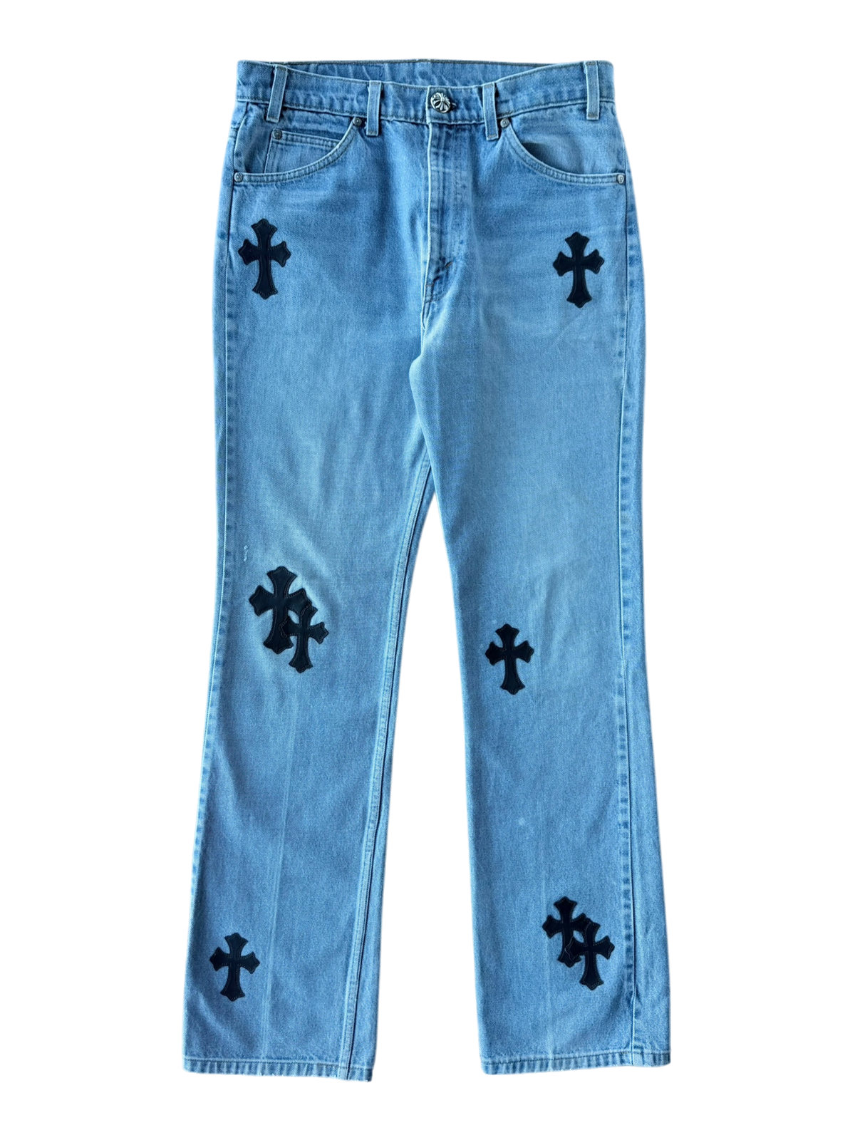 Levi's 517 Orange Tab Black Cross Patch Jeans